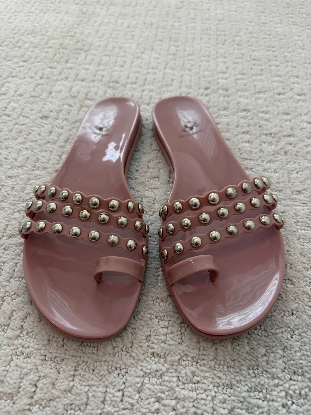 Vince Camuto Studded Pink Slide Sandals - Women's Casual Slip-On
